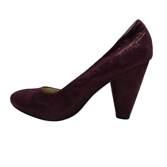 Seychelles Password Print Burgundy Paisley Embossed Leather Heels Pumps Womens 9 - Picture 3 of 15